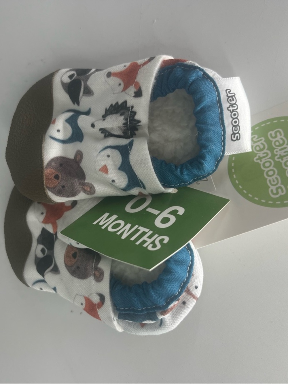 SCOOTER BOOTIES NWT BABY ANIMAL BABY BOOTIES FOX OWL RACOON 0 to 6 months - Picture 3 of 6